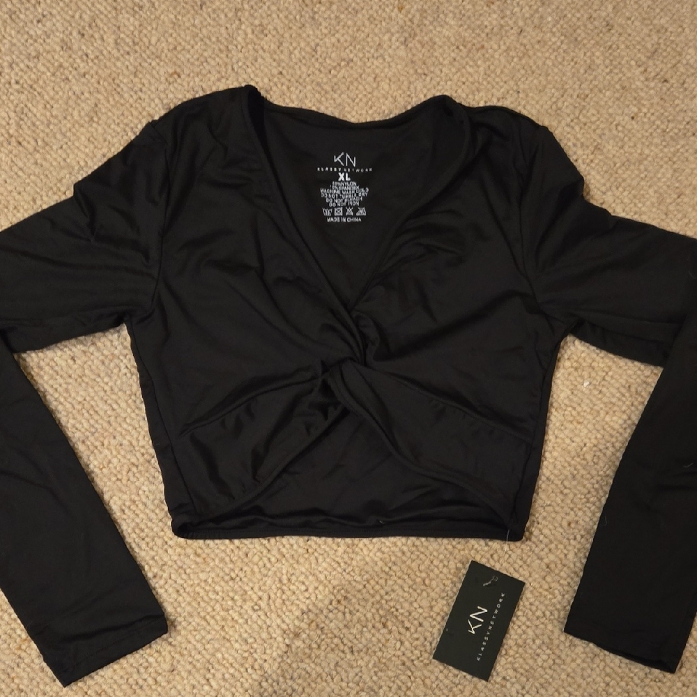 Klassy Network Black Twist Front Blouse